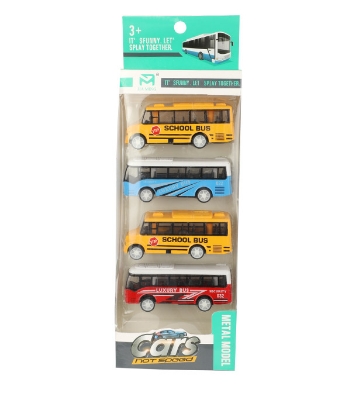 Picture of High Quality ABS Metal Bus Toy Set of 4 pcs