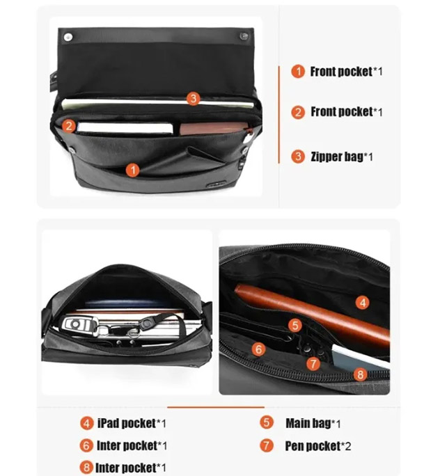 Arctic Hunter K00089 Men Messenger Bag for Male Waterproof Crossbody Bag Pouch Fit 11 Inch ipad Sling Shoulder Bag