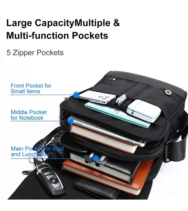 Arctic Hunter Mens Sling Bag, Messenger Bag for Men 5 Pockets Office Travel