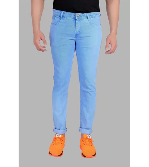 Picture of Men's Stylish Sky Blue Acid Wash Casual Jeans Pant