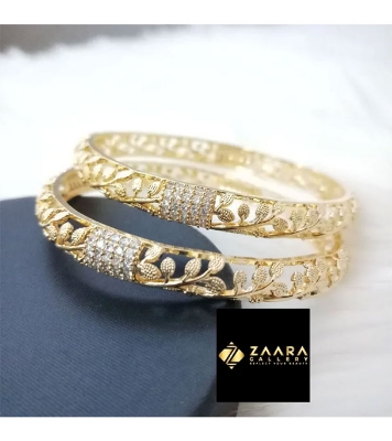 Picture of Diamond Cut AD Stone Gelden Color Bangles for Women (Imported from India)