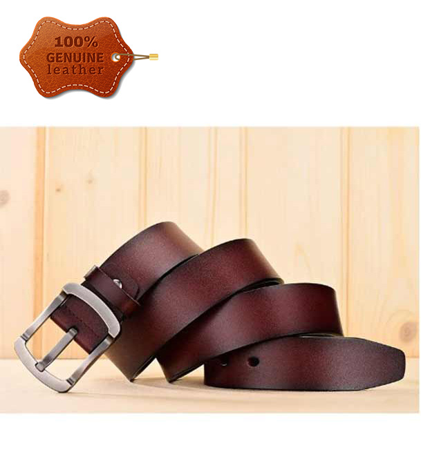 Picture of 2 Pcs Round Style Genuine Leather Belt Combo with Free Punch Machine