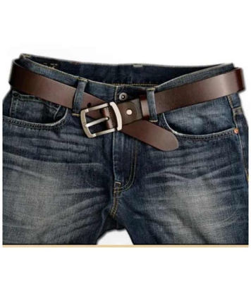 Picture of Genuine Leather Belt Chocolate Color With Round Style