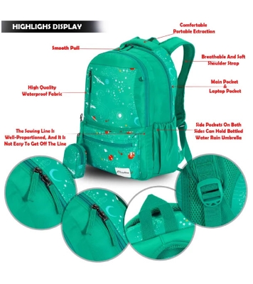 Espiral CLINTON Outer Space Planets Moon Stars Universe Toddler Kid Boys Girls Children's School Bags, School Bags for Boys and Girls With Coin Purse