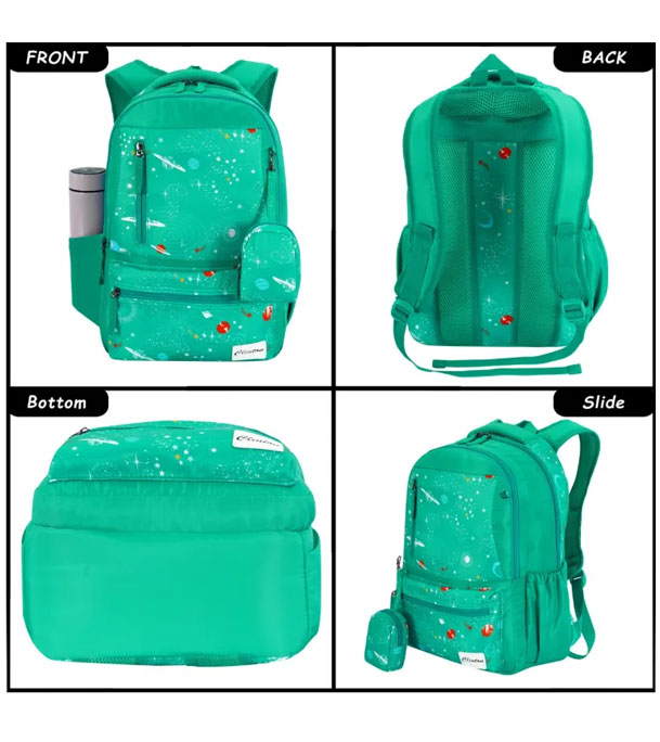 Espiral CLINTON Outer Space Planets Moon Stars Universe Toddler Kid Boys Girls Children's School Bags, School Bags for Boys and Girls With Coin Purse