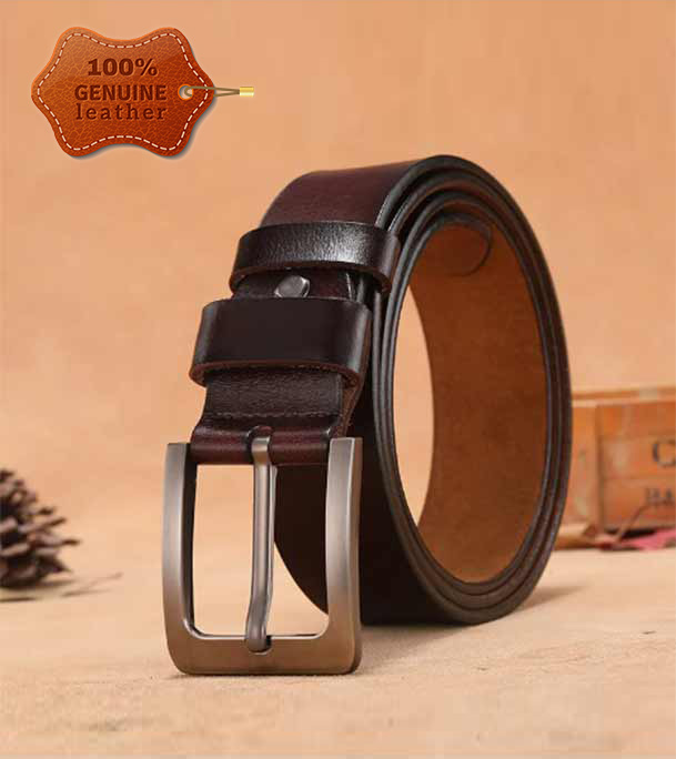 Picture of 2 Pcs Square Style Genuine Leather Belt Combo with Free Punch Machine