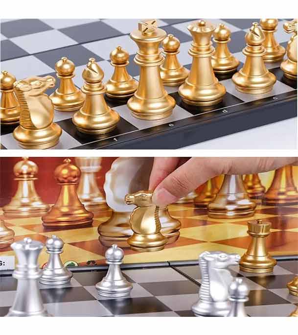 Chess Board - Magnetic & Folding-3810-A - Fitness Mart Deluxe Set for Easy Storage and Transport - Convenient to Use and Effortless to Maintain