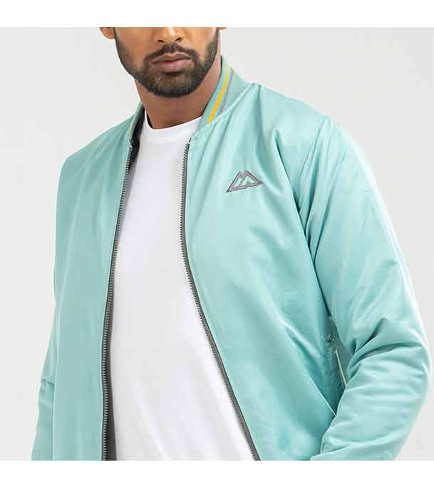 Picture of Taffeta Bomber Jacket Solid - Turquoise