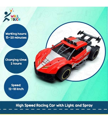Picture of High Speed Racing Rechargeable Car with Light and Spray, Remote Control  (RC) Vehicle Toy Car for Kids (rc_spraycar_6912_r)