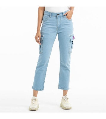Buy Denim Cargo Jeans Pant for Women - Sky Blue Online at Best Price