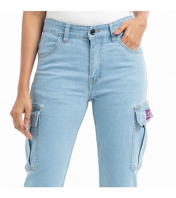 Buy Denim Cargo Jeans Pant for Women - Sky Blue Online at Best Price
