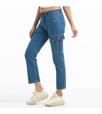 Buy Denim Cargo Jeans Pant for Women Blue Online at Best Price