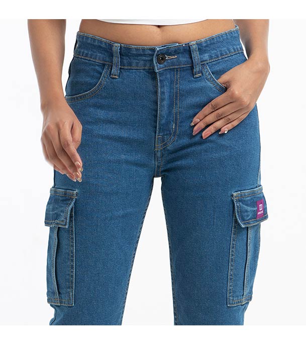 Buy Denim Cargo Jeans Pant for Women Blue Online at Best Price