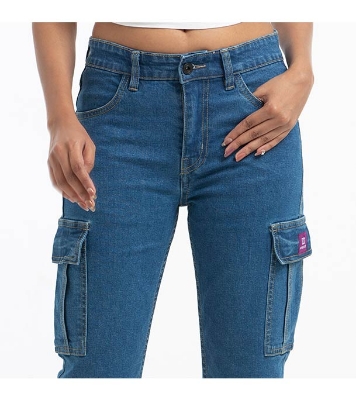 Buy Denim Cargo Jeans Pant for Women Blue Online at Best Price