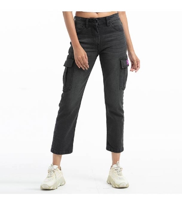 Buy Denim Cargo Jeans Pant for Women Black Online at Best Price