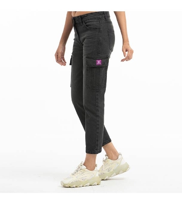Buy Denim Cargo Jeans Pant for Women Black Online at Best Price