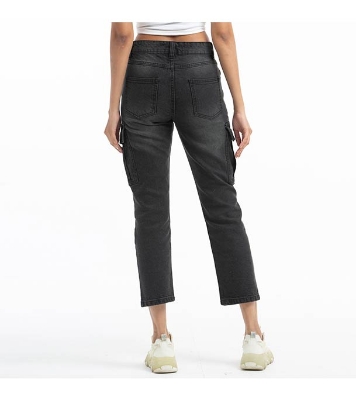 Buy Denim Cargo Jeans Pant for Women Black Online at Best Price