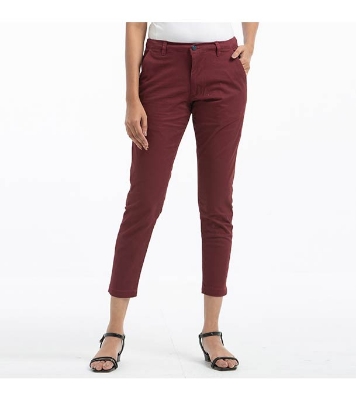 Picture of Chinos Solid Gabardine Pant for Women - Maroon