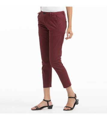 Picture of Chinos Solid Gabardine Pant for Women - Maroon