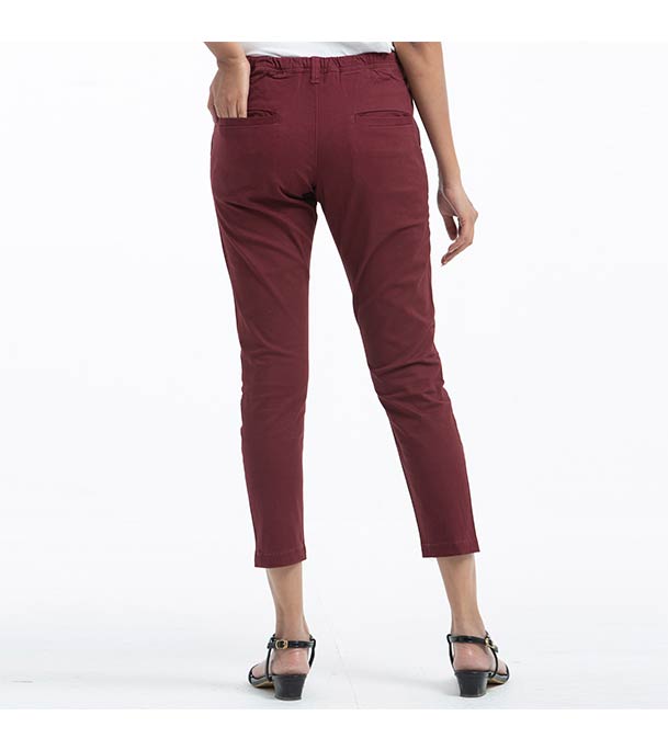Picture of Chinos Solid Gabardine Pant for Women - Maroon