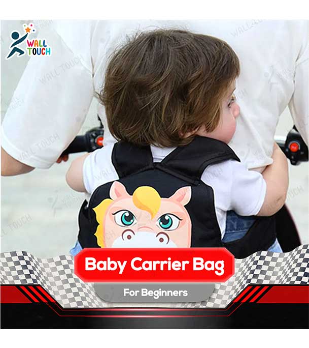 Picture of Adjustable Polyester Colorful Cartoon Design Child Riding Safety Belt Bag Harness Baby Carrier Bag (bike_carrier_belt_ran)