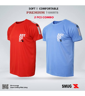 Picture of SMUG Premium Men's T-shirt -Combo (2 pc)- Sky Blue, Red