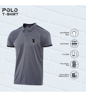 Picture of SMUG Stylish Grey POLO shirt -Soft and Comfortable - New Contrast Design