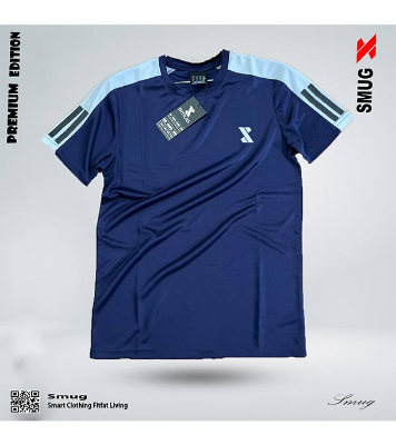 Picture of SMUG Stylish Navy blue T shirt and Trouser Set For men - Soft and Comfortable