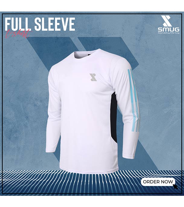Picture of SMUG Premium Full Sleeve T-shirt Fabric soft and comfortable - 2 pis Combo- Sky blue and White