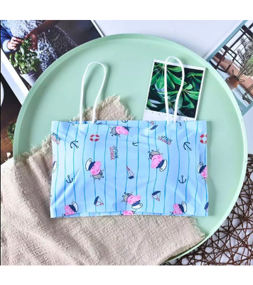 Picture of Printed Slim Strap Padded Body Shape Bra For Women-one Piece - Bra Mixed Blue