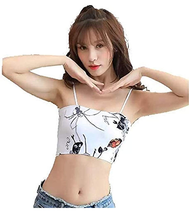 Picture of Printed Slim Strap Padded Body Shape Bra For Women-one Piece - Bra White