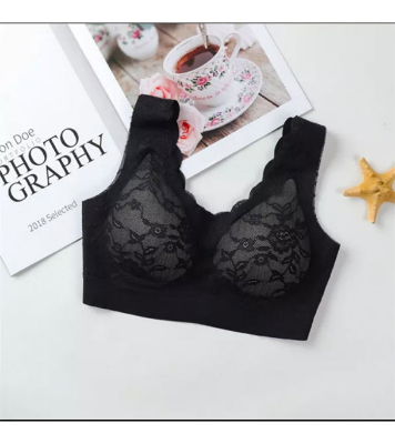 Picture of Women Lace Padded Seamless Soft Push Up Sports And Sleeping Bra Black