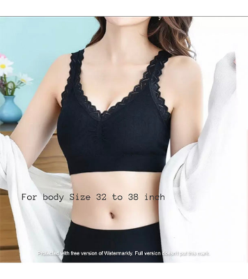 Picture of Stylish Soft Comfortable Lace Padded Bra for Women Black