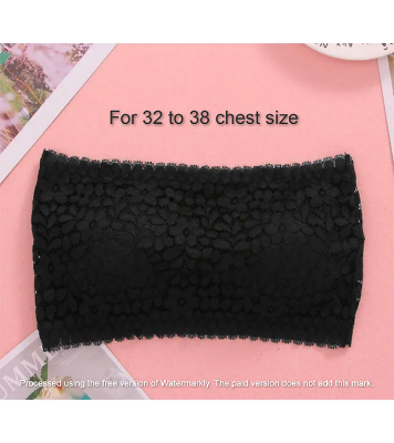Picture of Imported Padded Push Up Lace Tube Strapless Bra For Women - One Piece Black