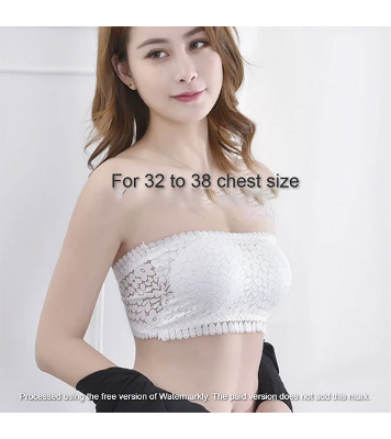 Picture of Imported Padded Push Up Lace Tube Strapless Bra For Women - One Piece White