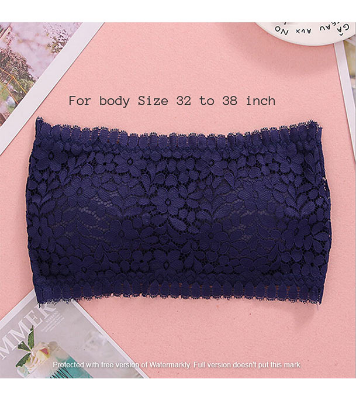 Picture of Imported Padded Push Up Lace Tube Strapless Bra For Women - One Piece Blue