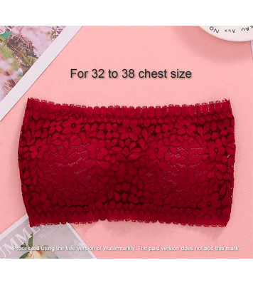Picture of Imported Padded Push Up Lace Tube Strapless Bra For Women - One Piece Red