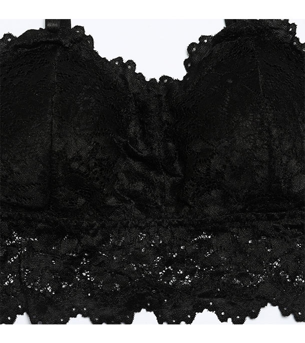 Picture of Stylish Comfortable Lace Padded Bra for Women Black