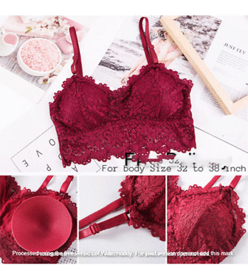 Picture of Stylish Comfortable Lace Padded Bra for Women Maroon