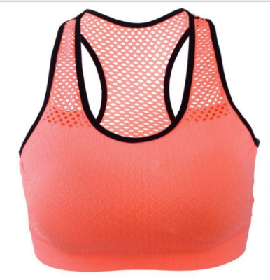 Picture of Women Bra Yoga Bra Mesh Hollow Out Breathable Fitness Shockproof Quick drying on the back For Running Gym Push Up Air Bra Orange