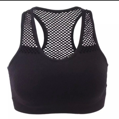 Picture of Women Bra Yoga Bra Mesh Hollow Out Breathable Fitness Shockproof Quick drying on the back For Running Gym Push Up Air Bra Black