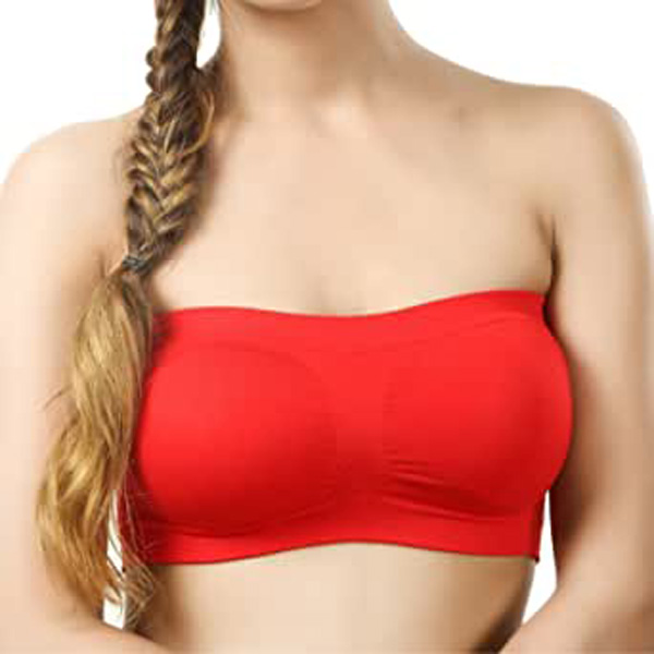 Picture of Imported Cotton Strapless Tube Bra For Women -One Piece Red