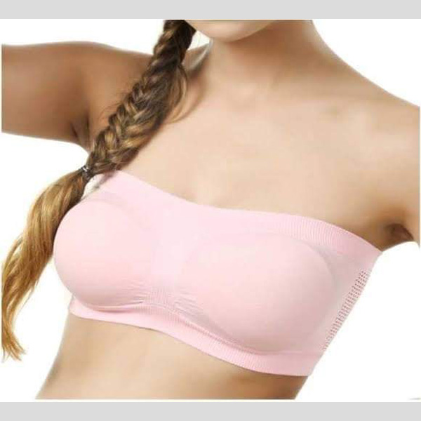 Picture of Imported Cotton Strapless Tube Bra For Women -One Piece Pink