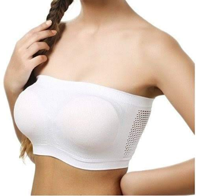 Picture of Imported Cotton Strapless Tube Bra For Women -One Piece White