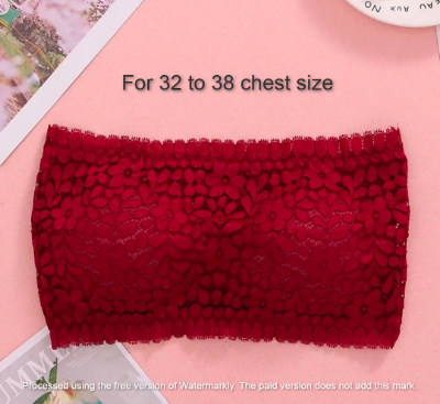 Picture of Padded Push Up Lace Tube Strapless Bra For Women Free Size bra (One Piece) Red