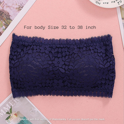 Picture of Padded Push Up Lace Tube Strapless Bra For Women Free Size bra (One Piece) Blue
