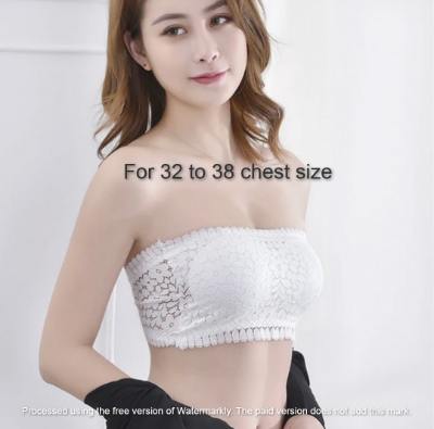 Picture of Padded Push Up Lace Tube Strapless Bra For Women Free Size bra (One Piece) White