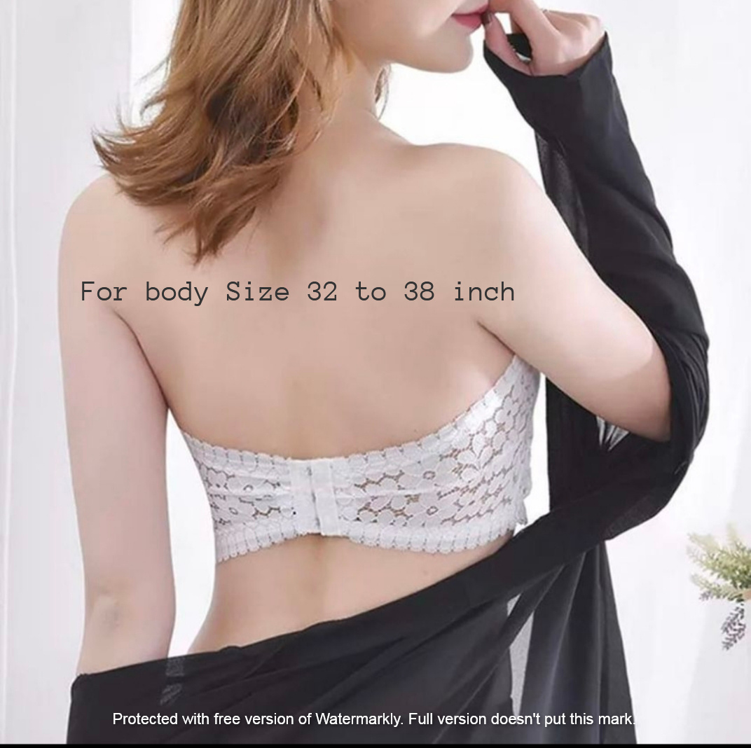 Picture of Padded Push Up Lace Tube Strapless Bra For Women Free Size bra (One Piece) White