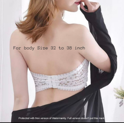 Picture of Padded Push Up Lace Tube Strapless Bra For Women Free Size bra (One Piece) White