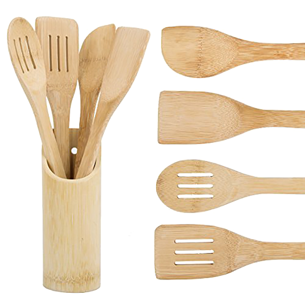 Picture of Bamboo Wood Made Kitchen Cooking Spoon Set 5PCS